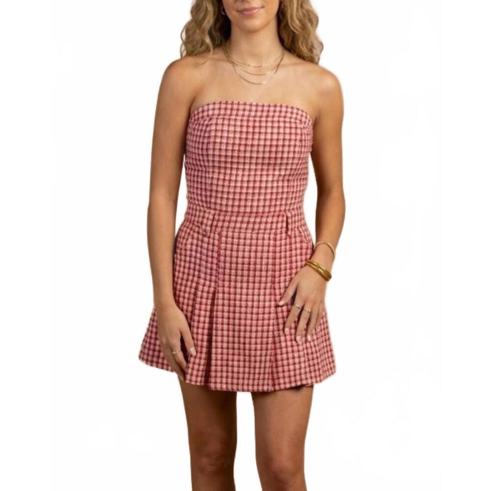 NEW DAY + MOON go team checkered mini romper in red - Picture 3 of 3
